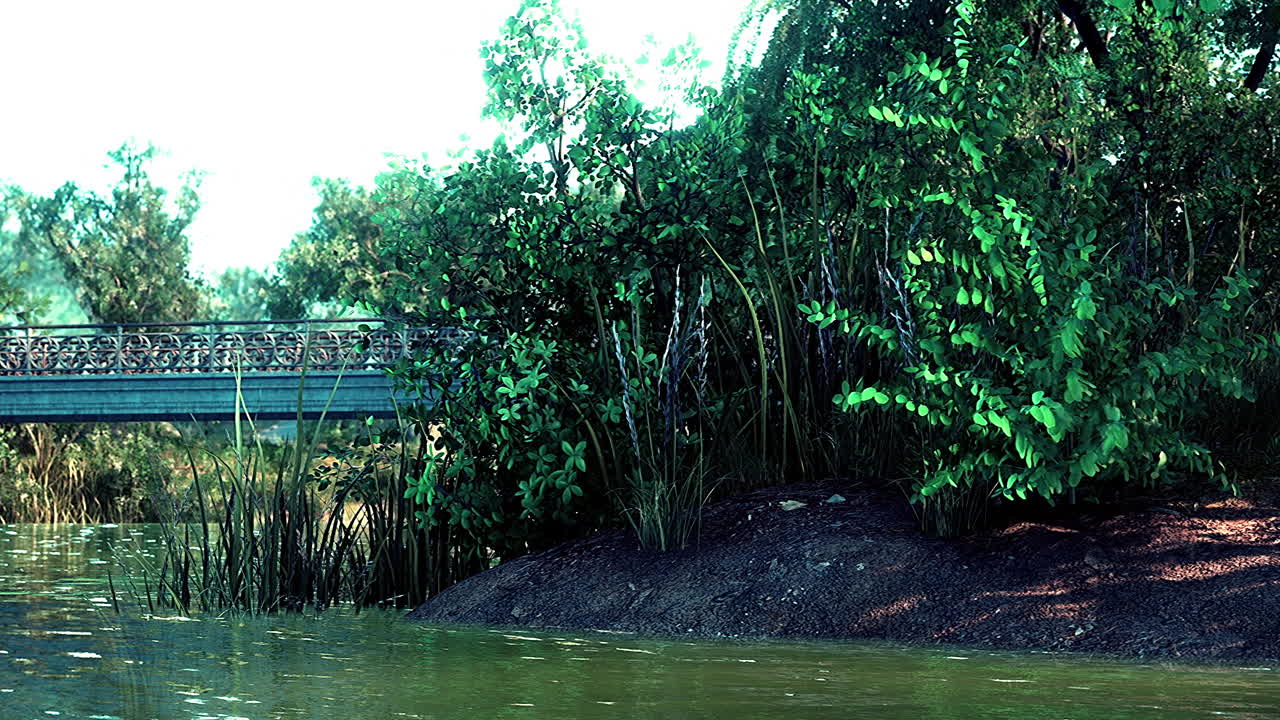 여름 공원 에 있는 경치 좋은 호수