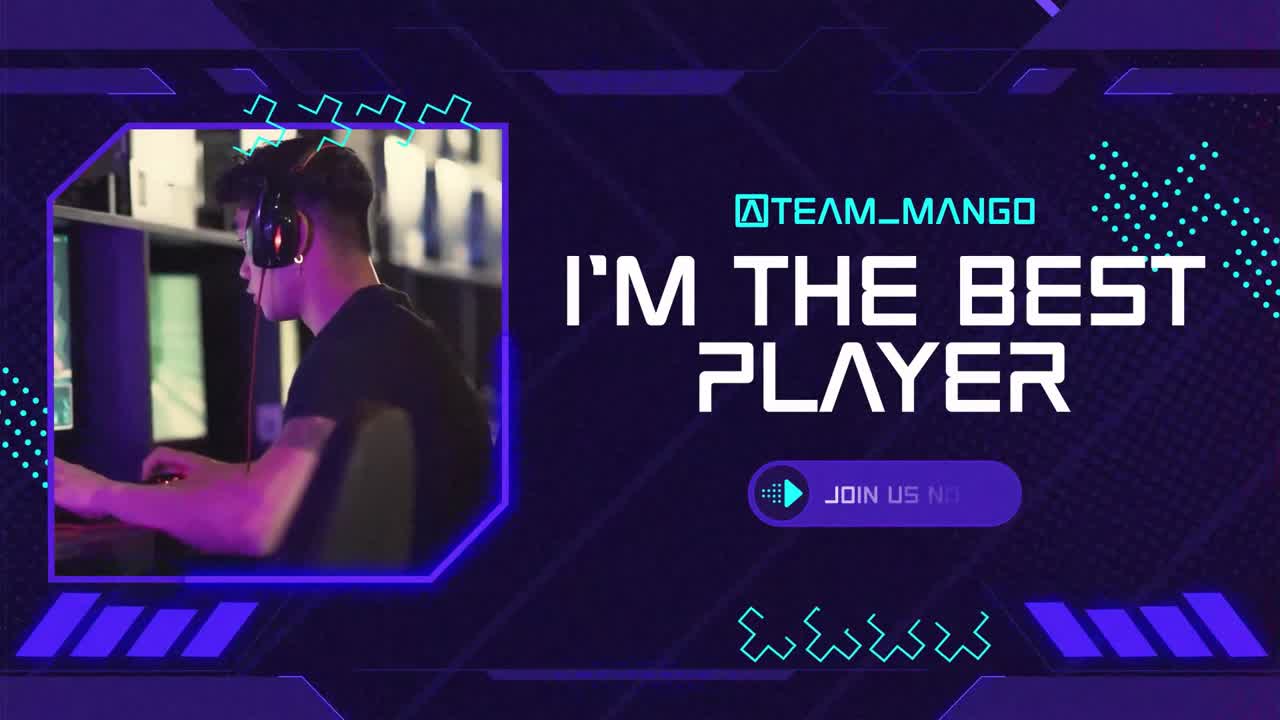 Promoção Dinâmica de Jogos Esports com Efeitos Glitch e Jogadores