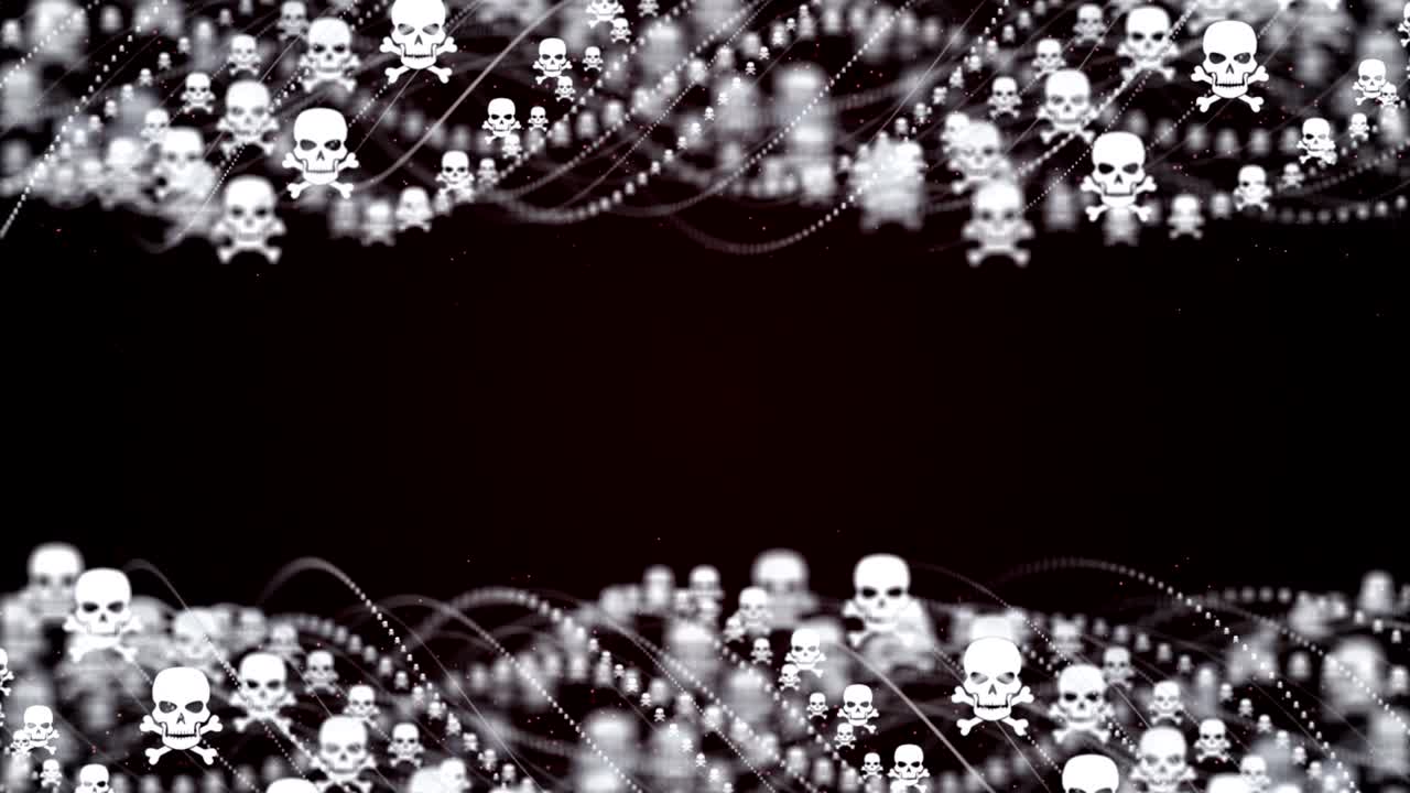 두개골, 위험 개념 기호, 골격 애니메이션, 배경, 렌더링, 루프