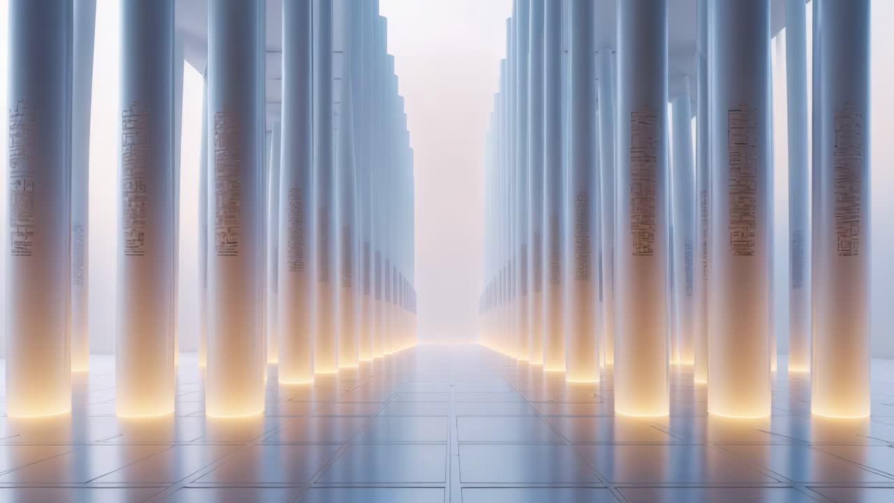 Futuristic Hallway with Columns