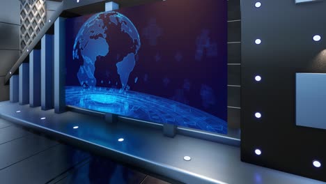 el conjunto de estudios de noticias de tv - bucle de fondo de pantalla verde virtual