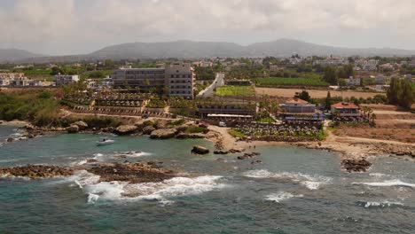 aerial shots of resorts and beaches of paphos, cyprus