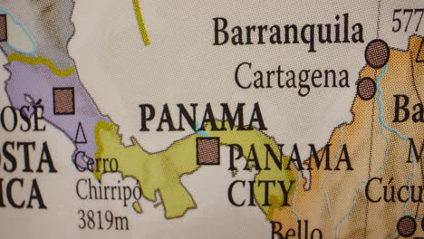 close-up geographic map of panama and surrounding central and south american countries