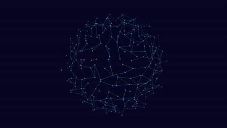 futuristic neon sphere with dots and lines in dark space