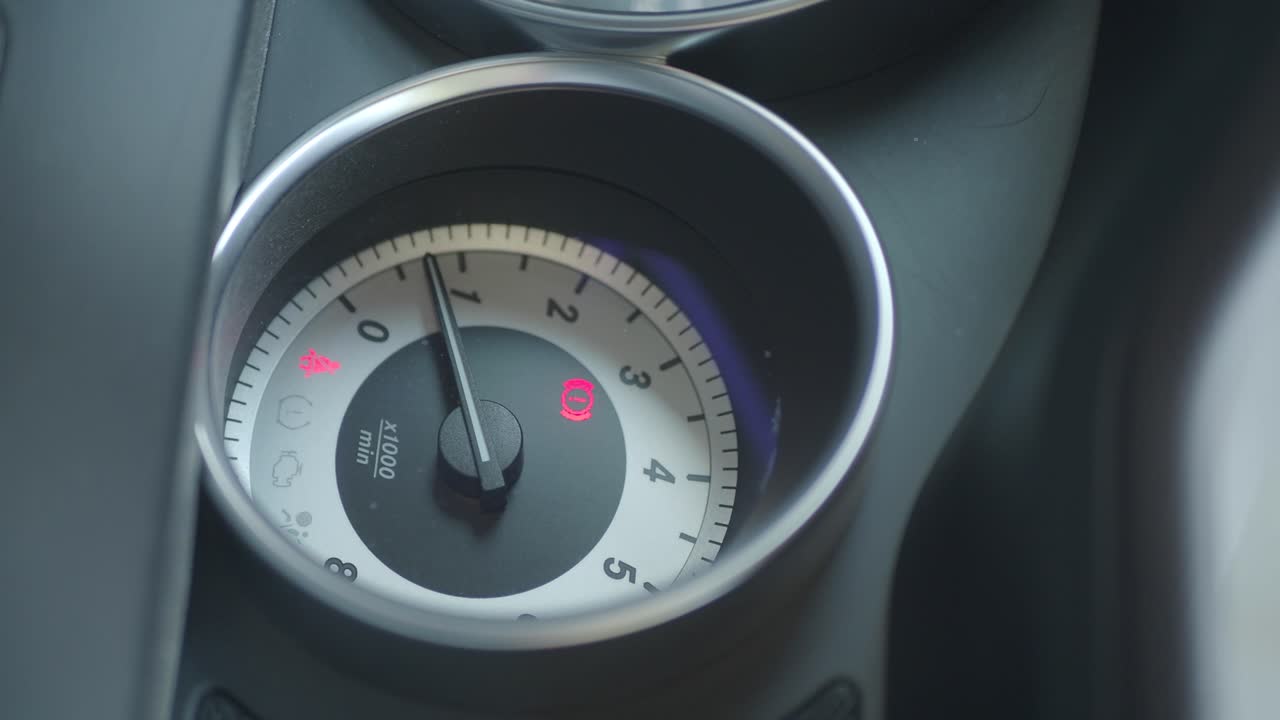 Car dashboard tachometer view