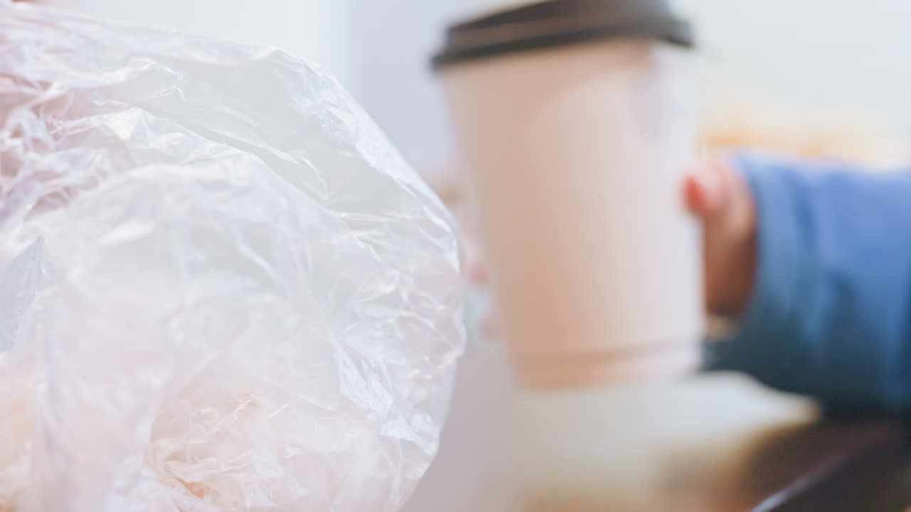 Niño examina una bebida con curiosidad. Un niño pequeño explora atentamente su bebida durante una visita a la cafetería. Un niño entusiasta prueba e inspecciona su bebida pensativamente en una bulliciosa cafetería