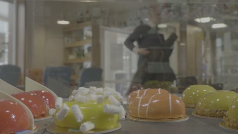 colorful pastries in a cafe