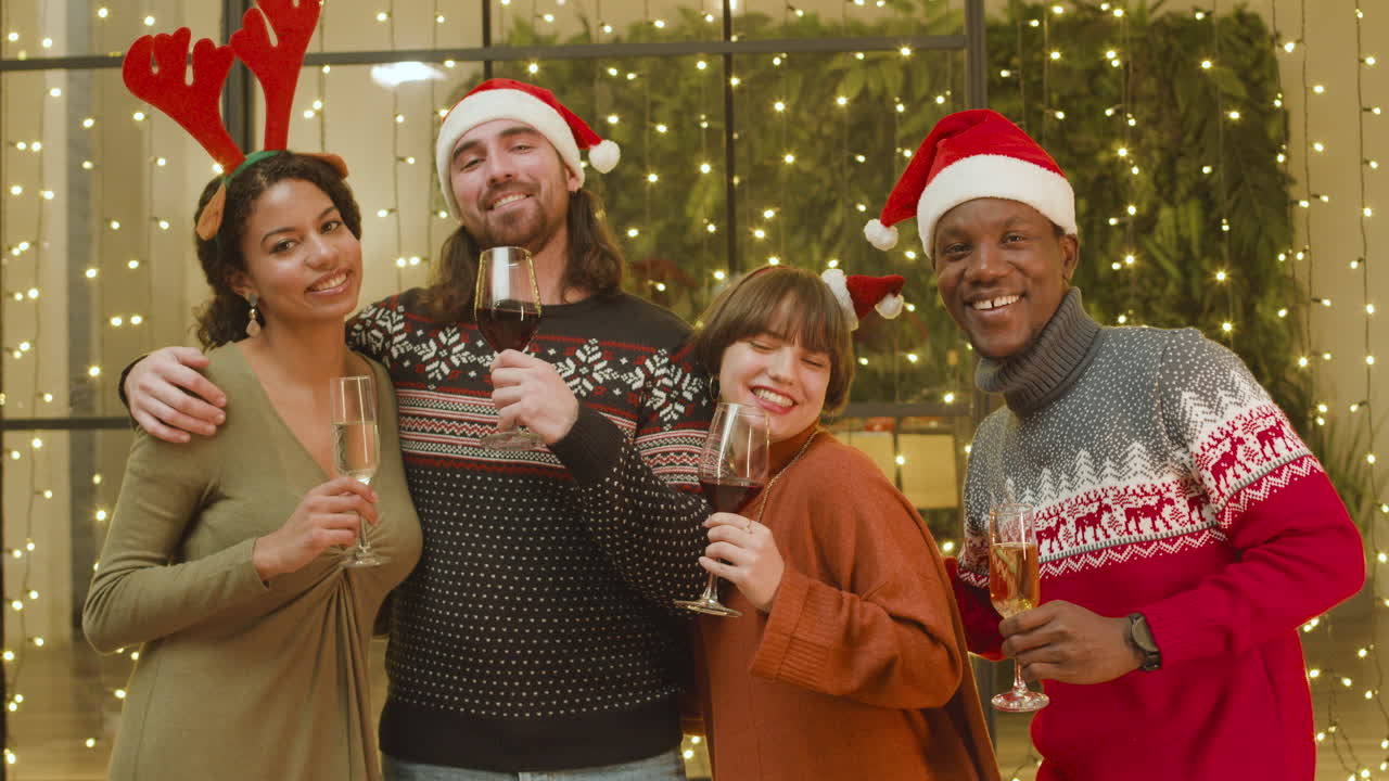 Happy friends on Christmas