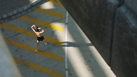 top view of a fun dancer dancing