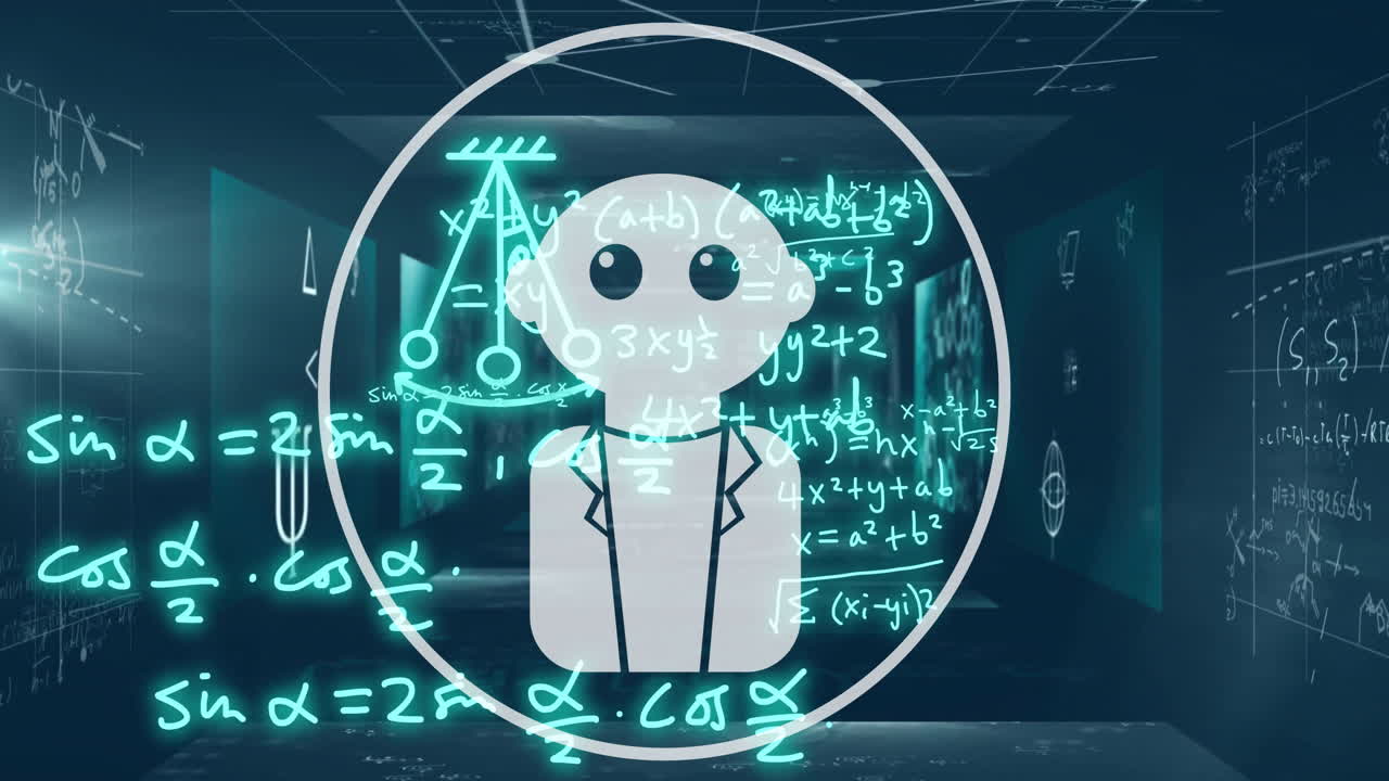 채팅, 인공지능 텍스트 및 수학적 데이터 처리의 애니메이션