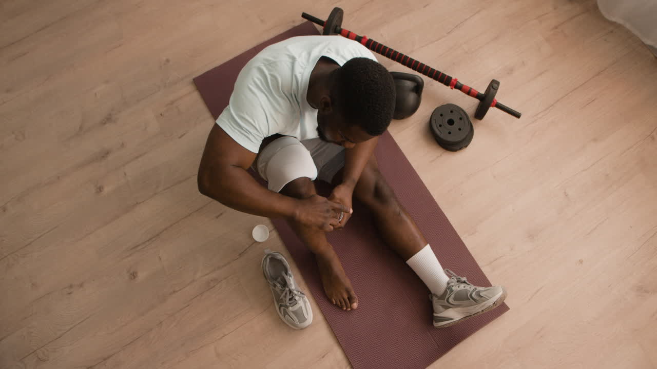 Man working out indoors