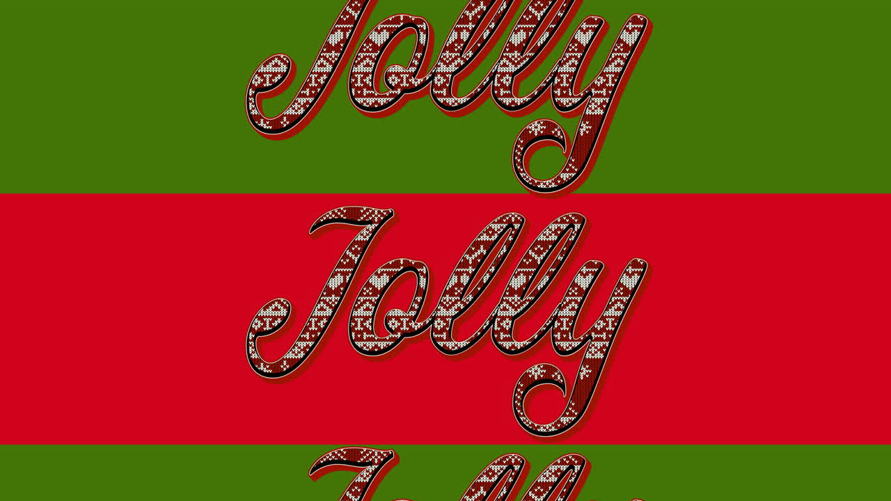 빨간색과 초록색 배경에 크리스마스에 즐거운 텍스트의 애니메이션