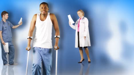animación de un joven en el hospital y recuperado. concepto de recuperación