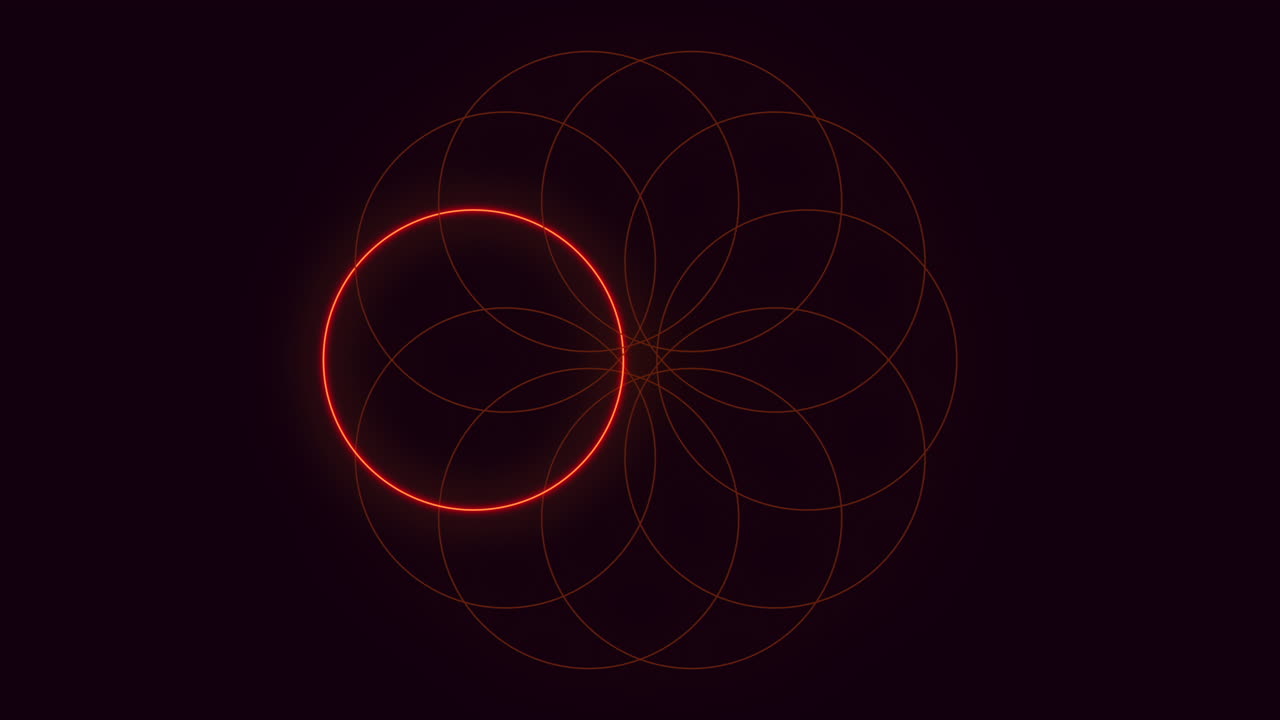 Circular pattern with glowing light at the center, composed of interconnected small circles. The mesmerizing design conveys a sense of unity and radiance