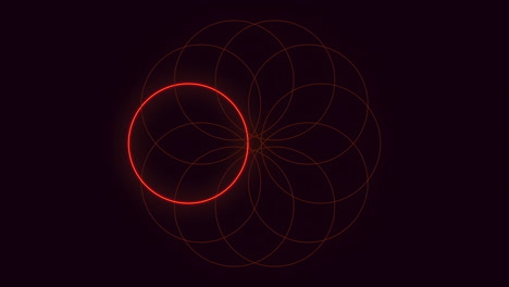 Circular pattern with glowing light at the center, composed of interconnected small circles. The mesmerizing design conveys a sense of unity and radiance