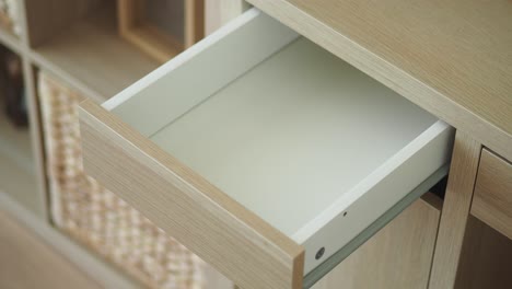 Open drawer in a cabinet