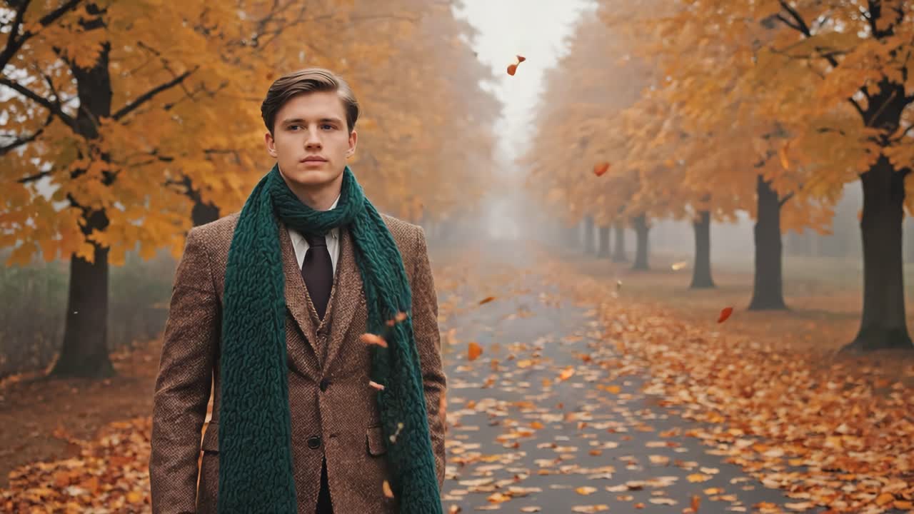 Man in Autumn Scenery