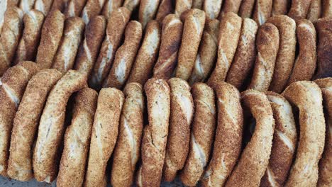 close up of freshly baked turkish bread (simit)