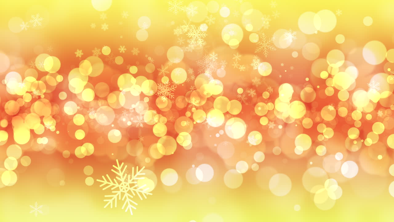 빛나는 하늘에 금 눈송이와 둥근 보케를 날립니다.