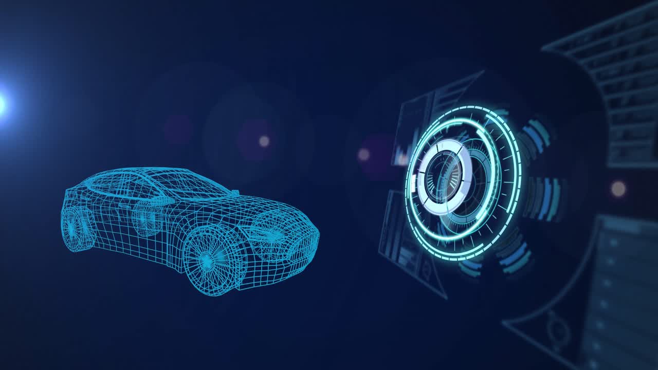 animación de dibujos de automóviles en 3d, escaneo de alcance y procesamiento de datos