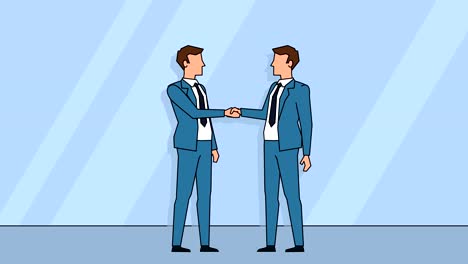 flat cartoon business people man characters  success shake hands team agreement consent concept animation