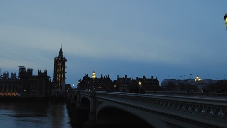 beautiful timelapse, evening reflection in the water of palace of westminster.