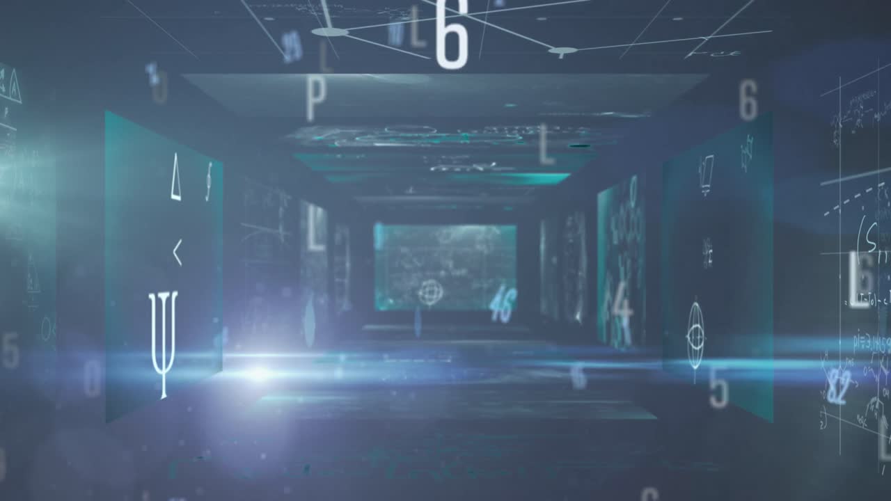 화면에 나타나는 수학적 방정식에 맞춰 변하는 여러 개의 숫자와 알파 ⁇