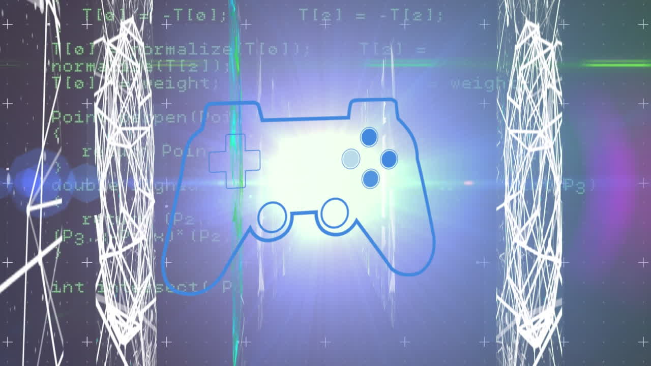 비디오 게임 콘솔, 연결 네트워크 및 데이터 처리의 애니메이션