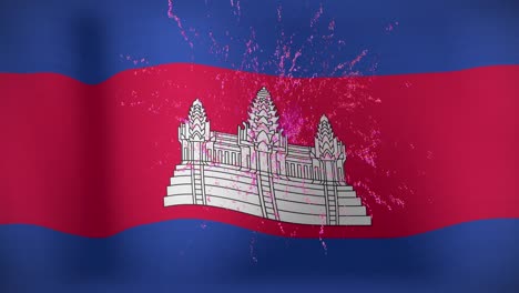 animation of fireworks over flag of cambodia