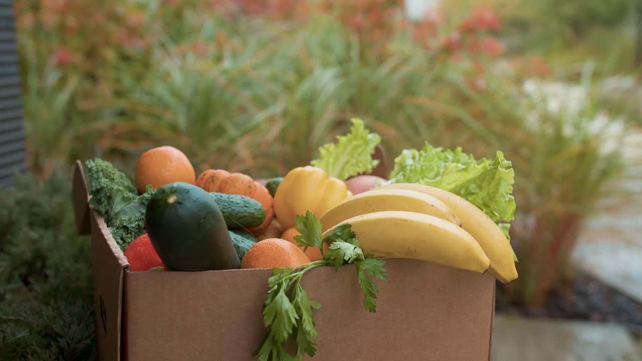 채소와 함께 배달 상자