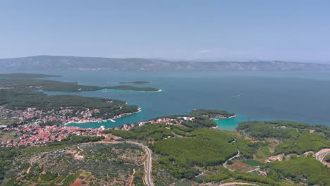 tourist coastal vacation town on dalmatia island in croatia - aerial