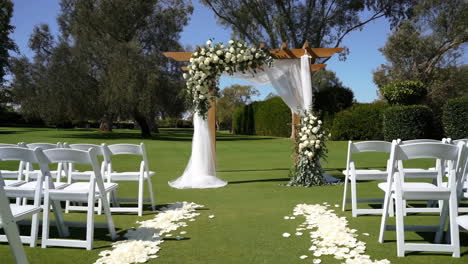 outdoor garden wedding ceremony setup