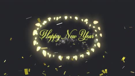 Animation-of-happy-new-year-greetings-with-fairy-lights-and-confetti-falling