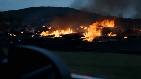 burning houses in a disaster