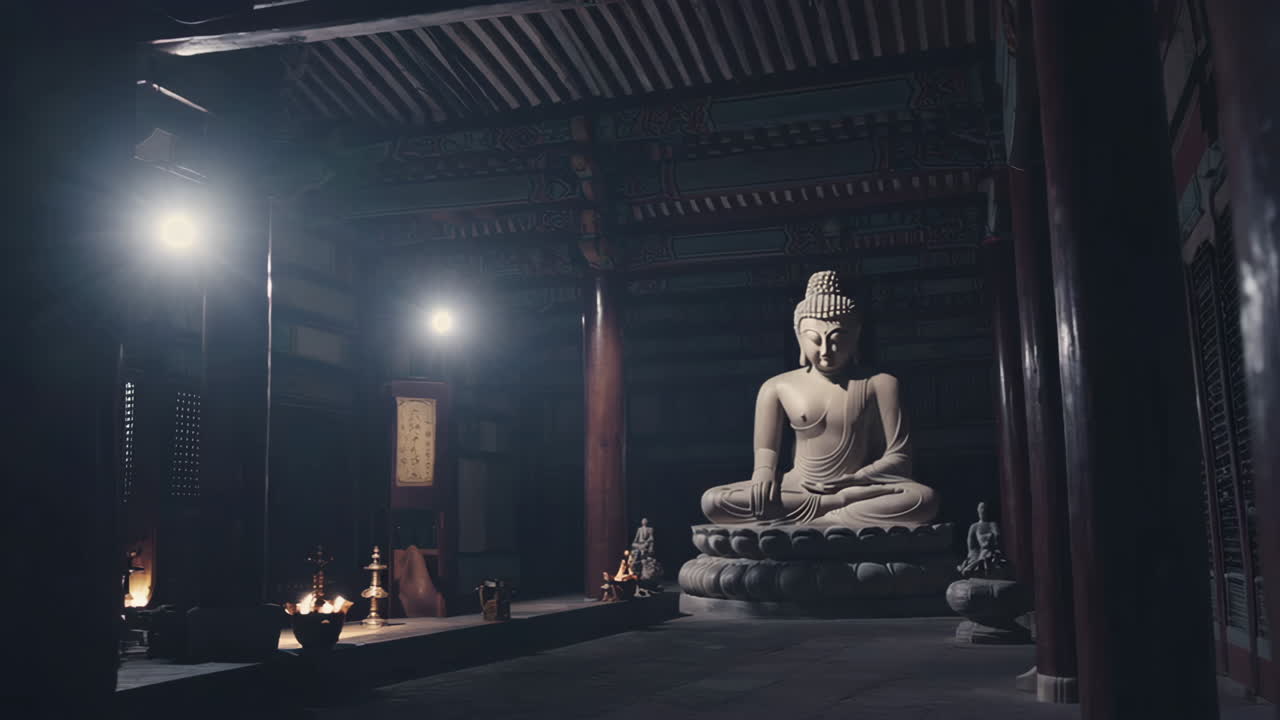 Buddha Statue in a Traditional Temple