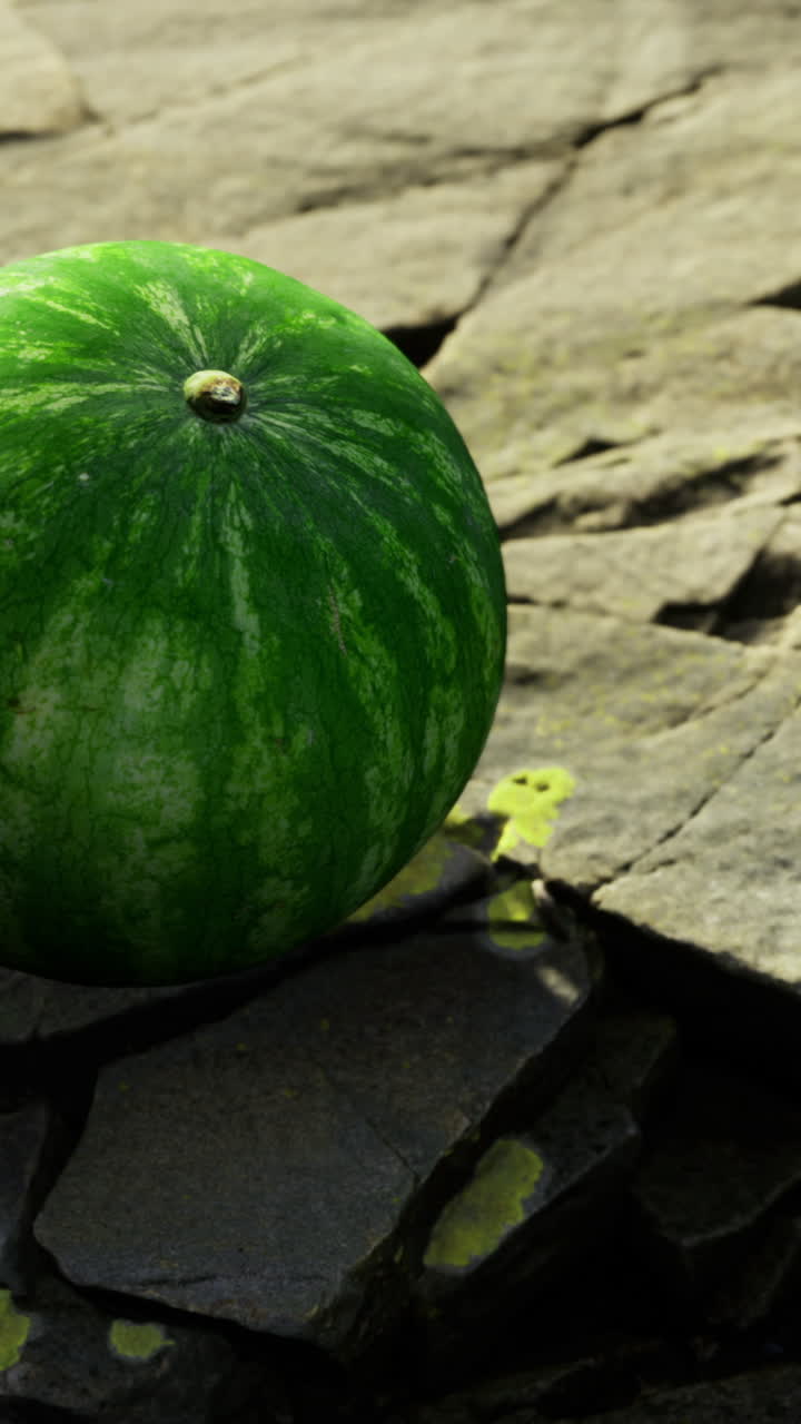 Centered watermelon image highlighting stem and textured surface