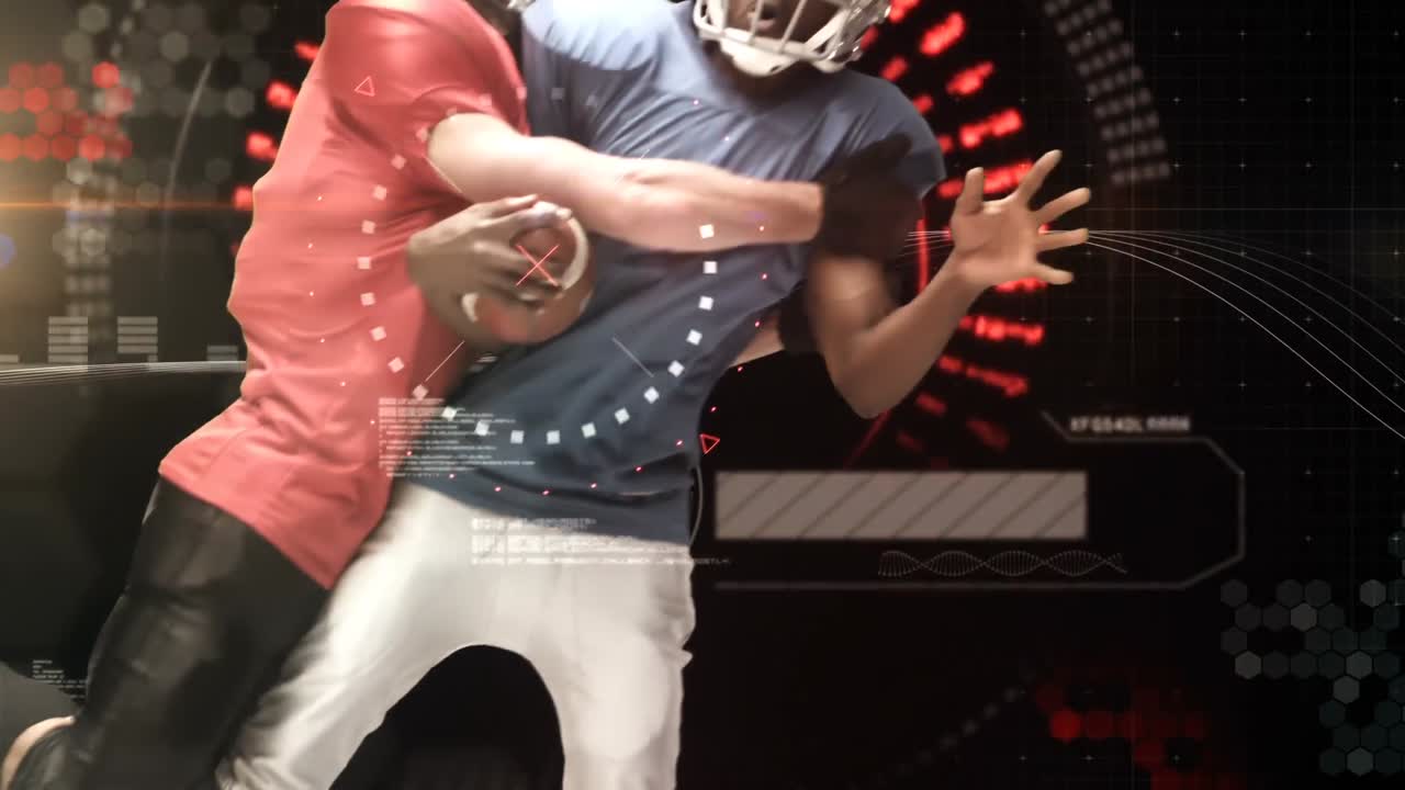 jugadores de fútbol americano abordando para la pelota