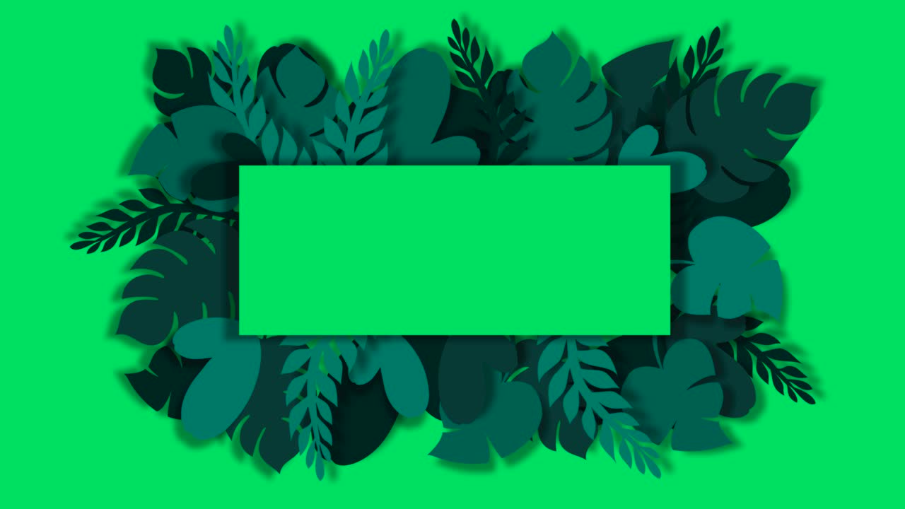 Tropical palm leaves animation template with green screen