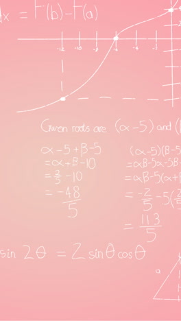 animation of hand written mathematical formulae over pink background