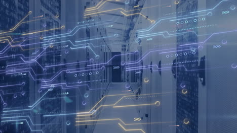 Animation-of-circuit-board-and-data-processing-over-computer-servers