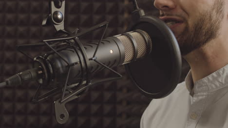 close up of a microphone in the recording studio 1