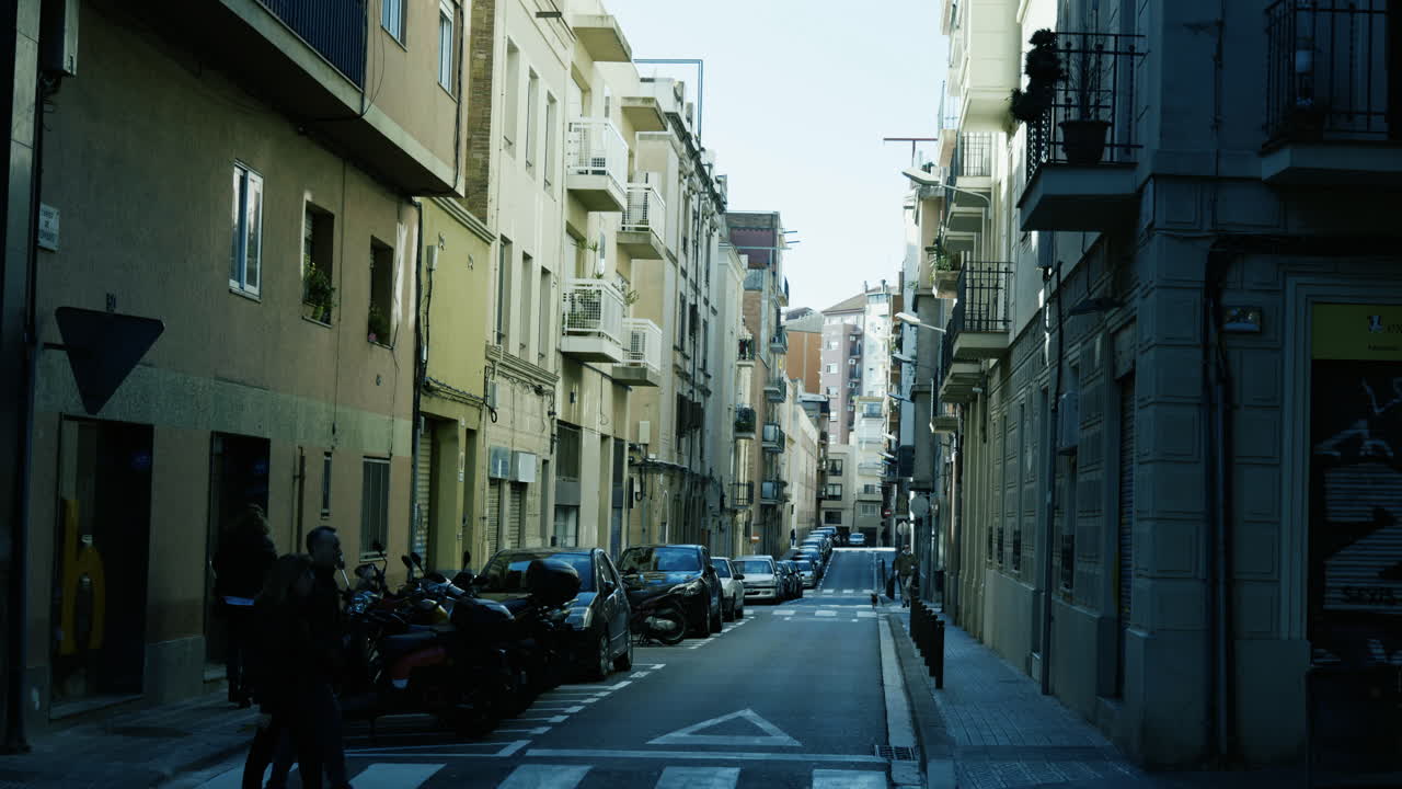 Narrow City Street with Buildings