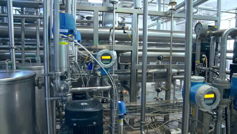 dairy industry machinery. technology equipment at dairy farm. sterile production. stock video