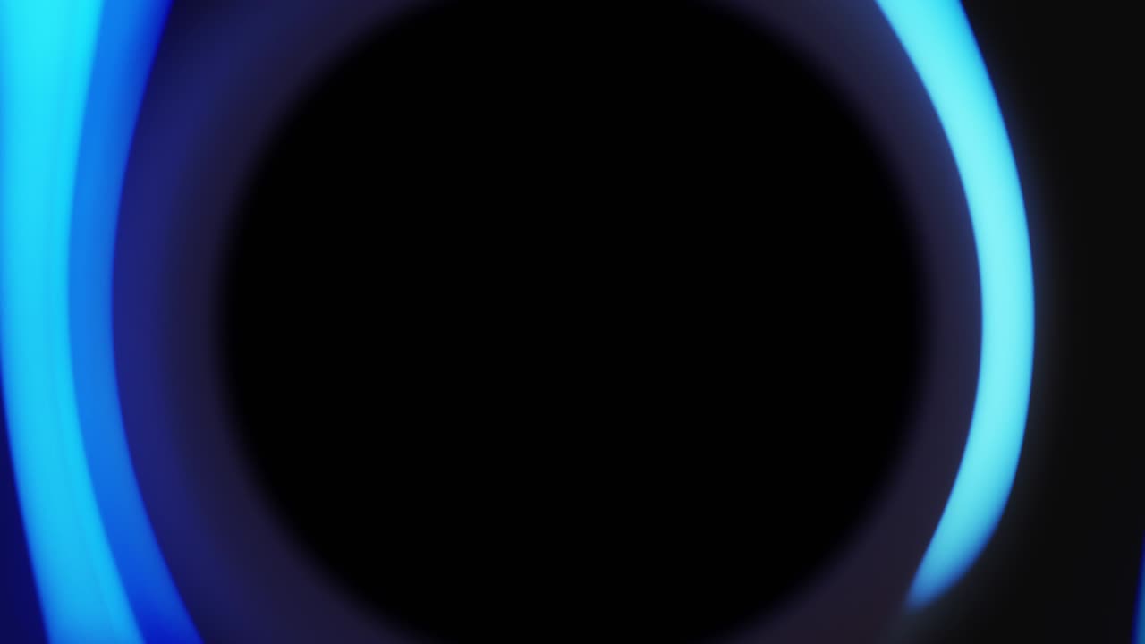 네온 둥근 프레임 파란 빛 움직임 검은 원