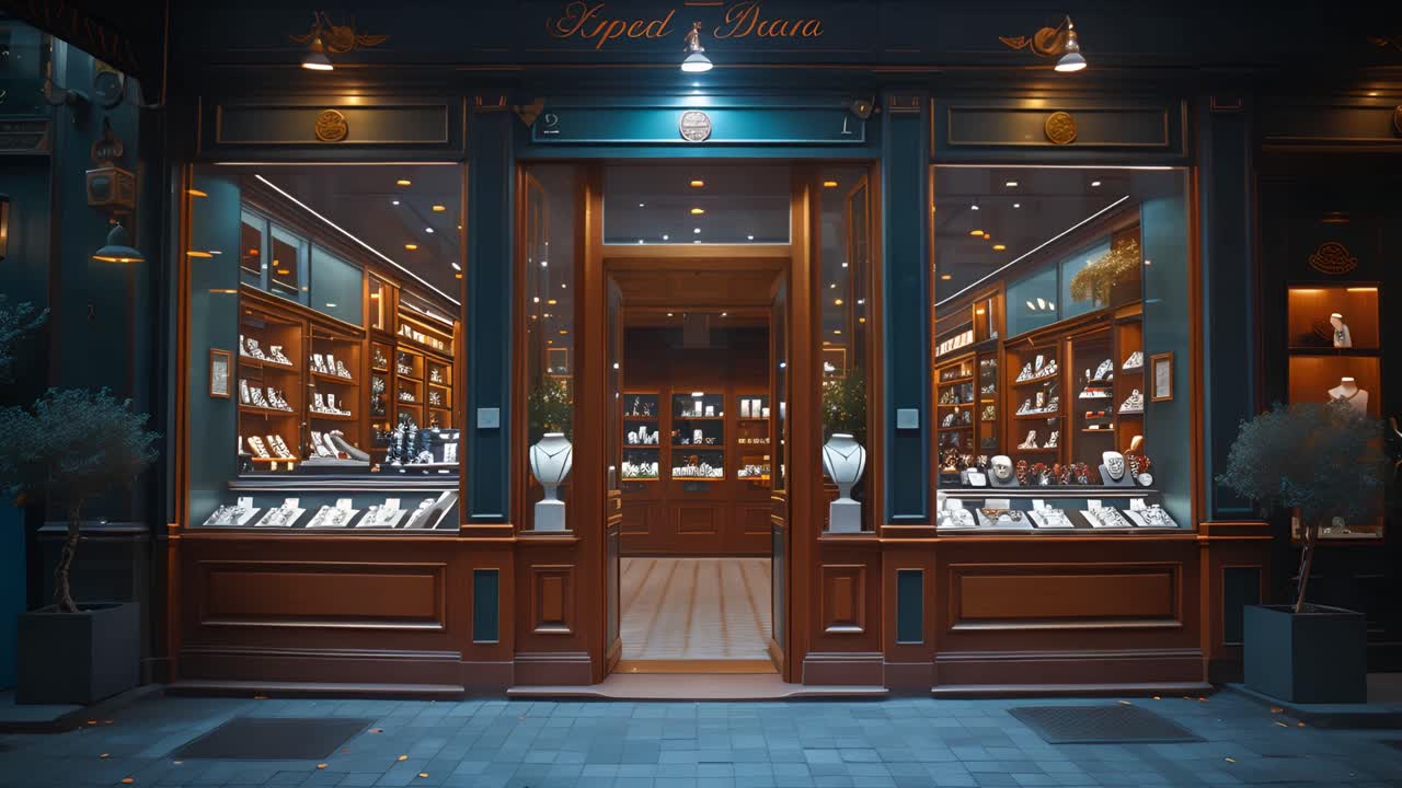 Elegant Jewelry Storefront at Night