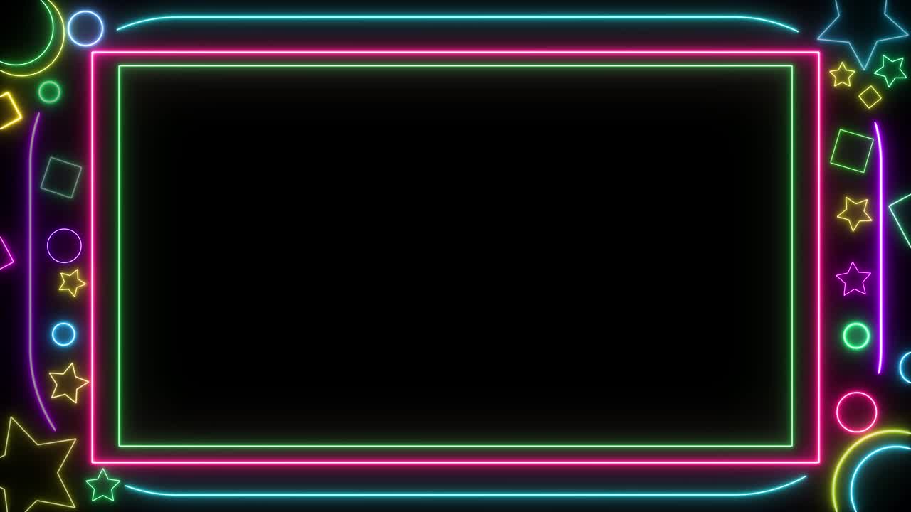 marco de neón de luz abstracta en fondo negro. espectáculo de láser animación en bucle. video 4k