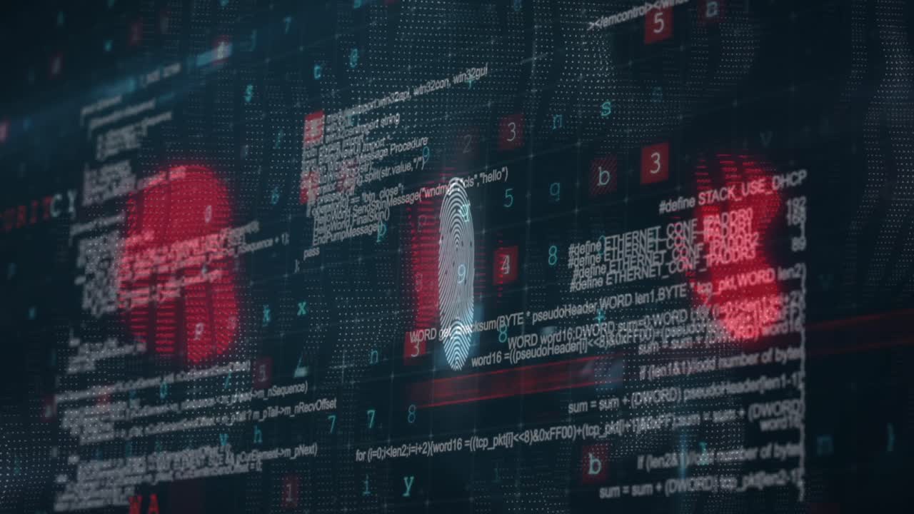 huella dactilar de adn rotando en el fondo de codificación