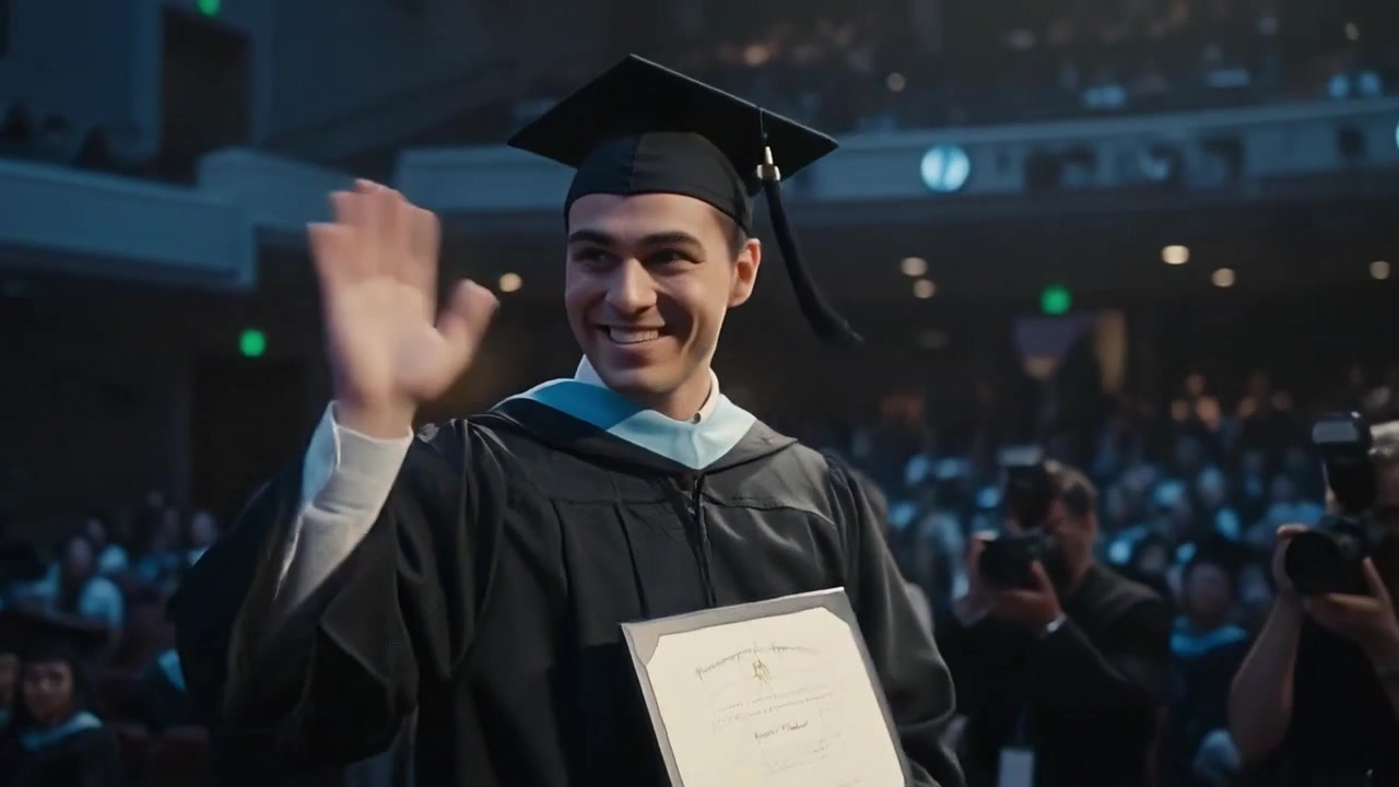 Proud Mother Watching Son Receive University Graduation Diploma