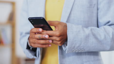 Business,-man-and-hands-typing-on-smartphone