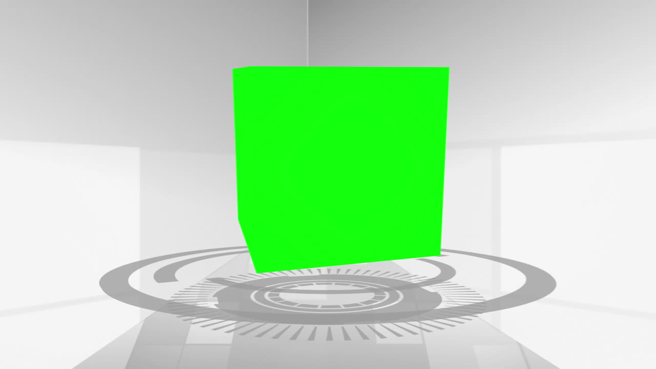 큐브에 녹색 스크린을 설치하는 것